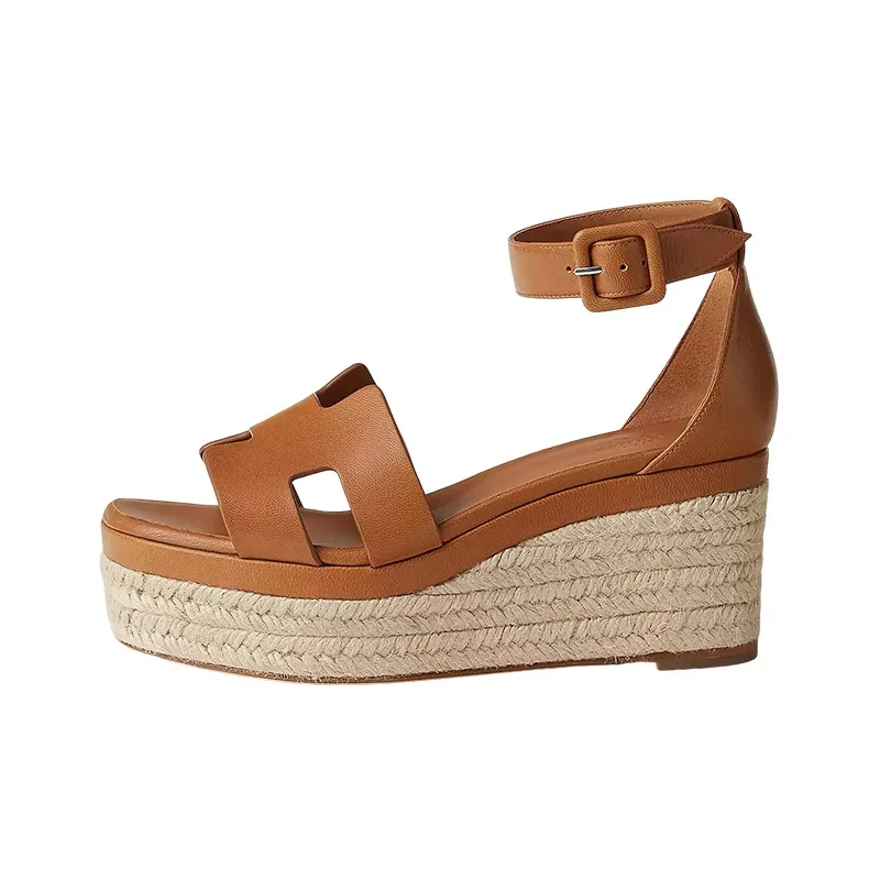 HERMES Elda One Strap Sandals Women's Brown