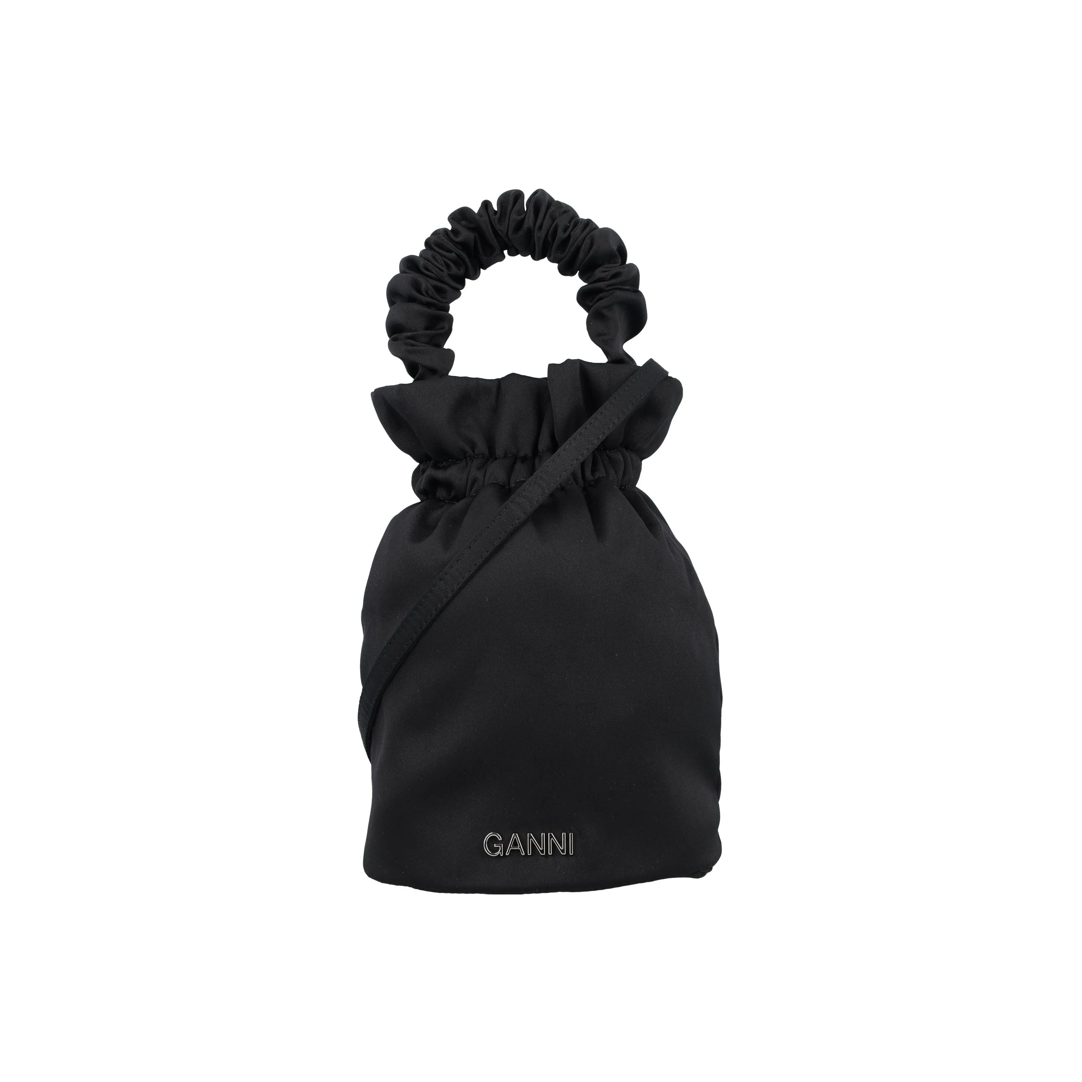 GANNI Polyester Bucket Bag, Shoulder Bag, Crossbody Bag, Handbag Women's Black