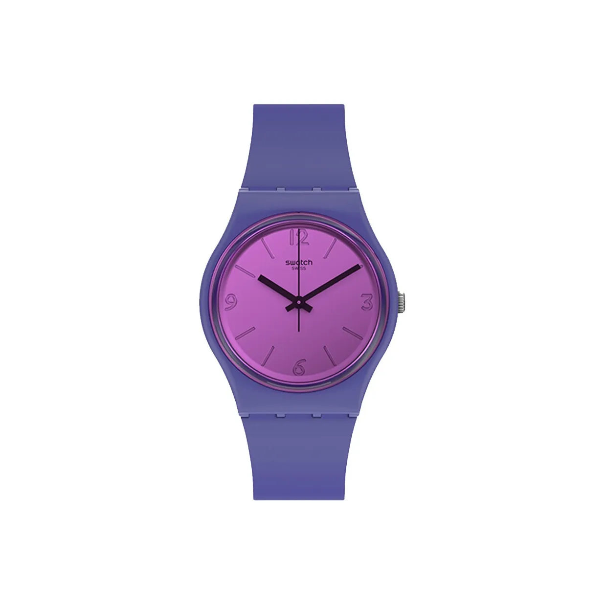 SWATCH Gent Series Кварцевый механизм Унисекс Часы 34 мм Фиолетовый циферблат Часы Пластиковый корпус Часы Силиконовый ремешок