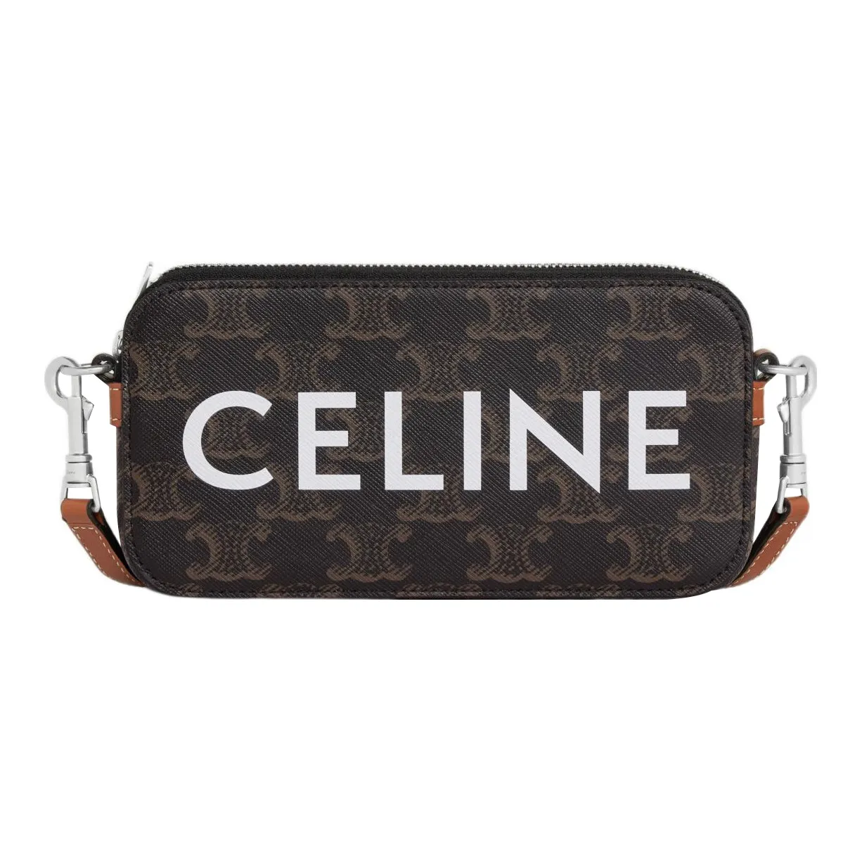 CELINE Cow Leather Shoulder Bag Crossbody Bag Clutches Regular Men's Tawny