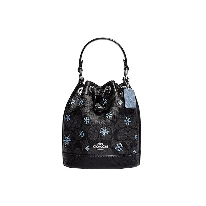 COACH Dempsey Artificial Leather With Cow Leather Bucket Bag, Handbag, Shoulder Bag, Crossbody Bag Mini Women's Black
