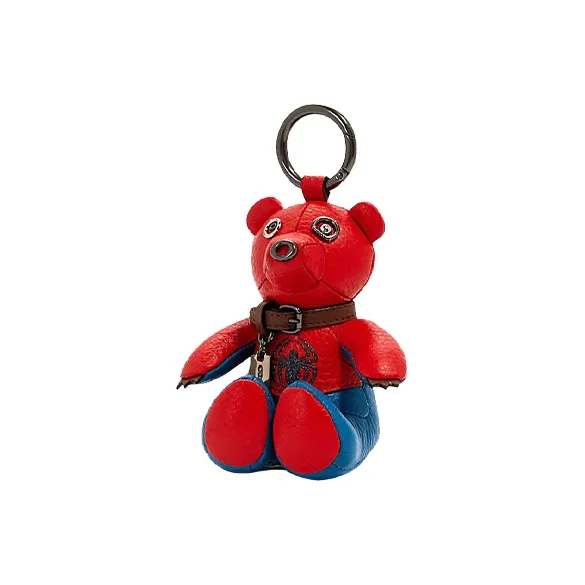 COACH Галечная кожа с гладкой кожей медвежонок украшение сумка мерч женский красный и синий