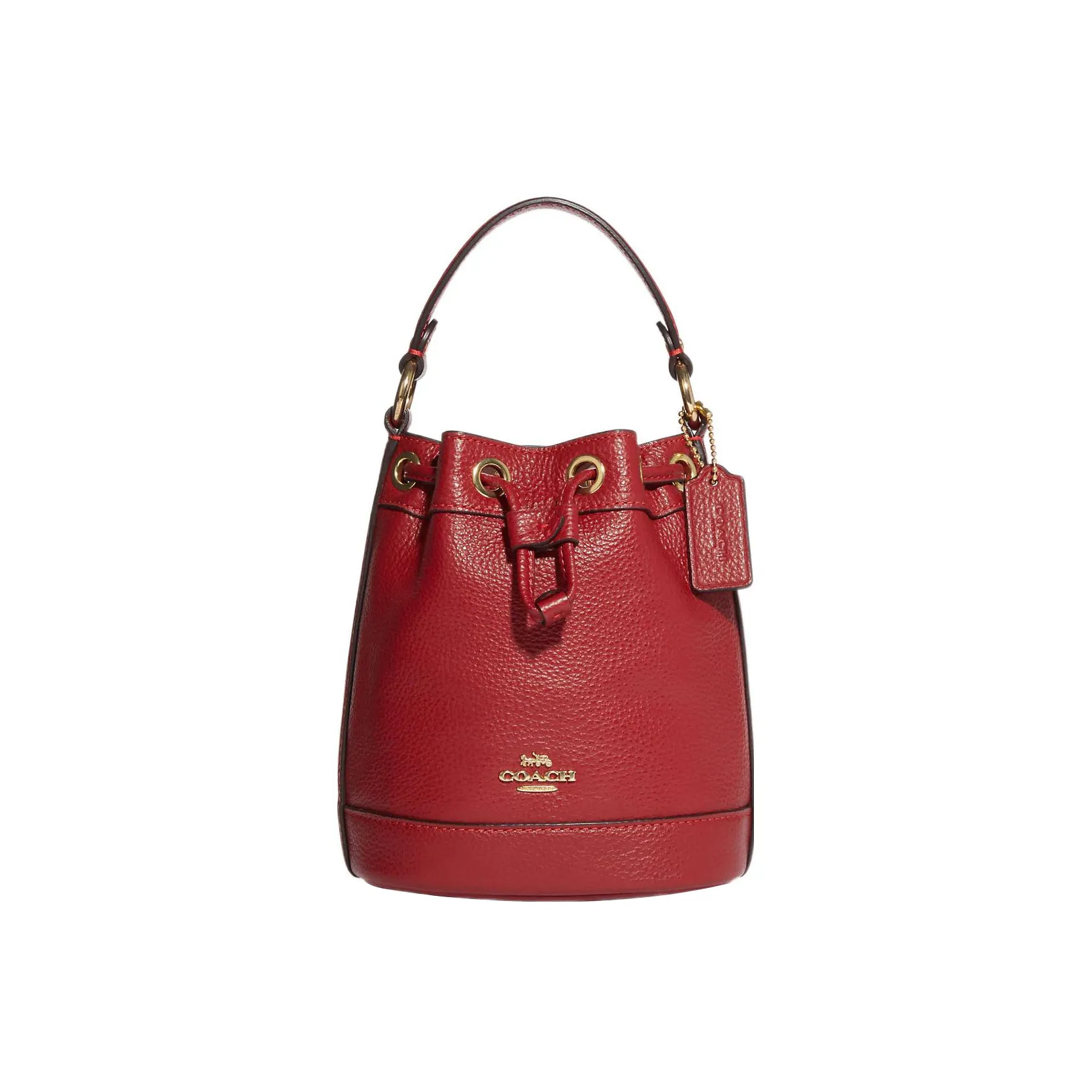 COACH Dempsey Сумка-ведро из галечной кожи сумка через плечо мини женская красная