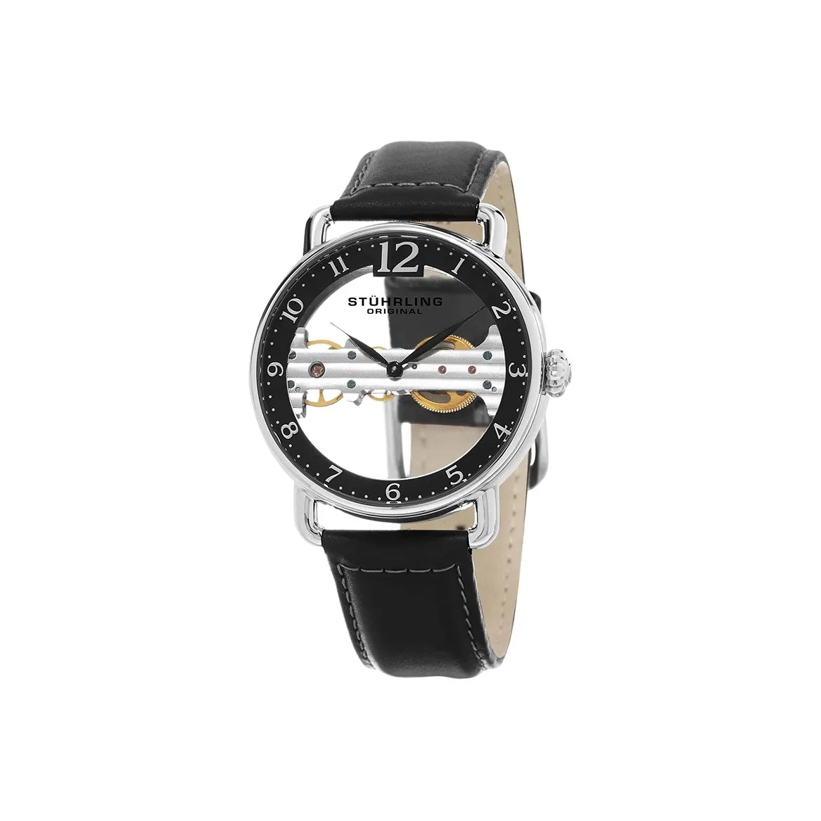 STUHRLING Мужские часы с ручным заводом, механический, 42 мм * 11 мм * 42 мм, черный