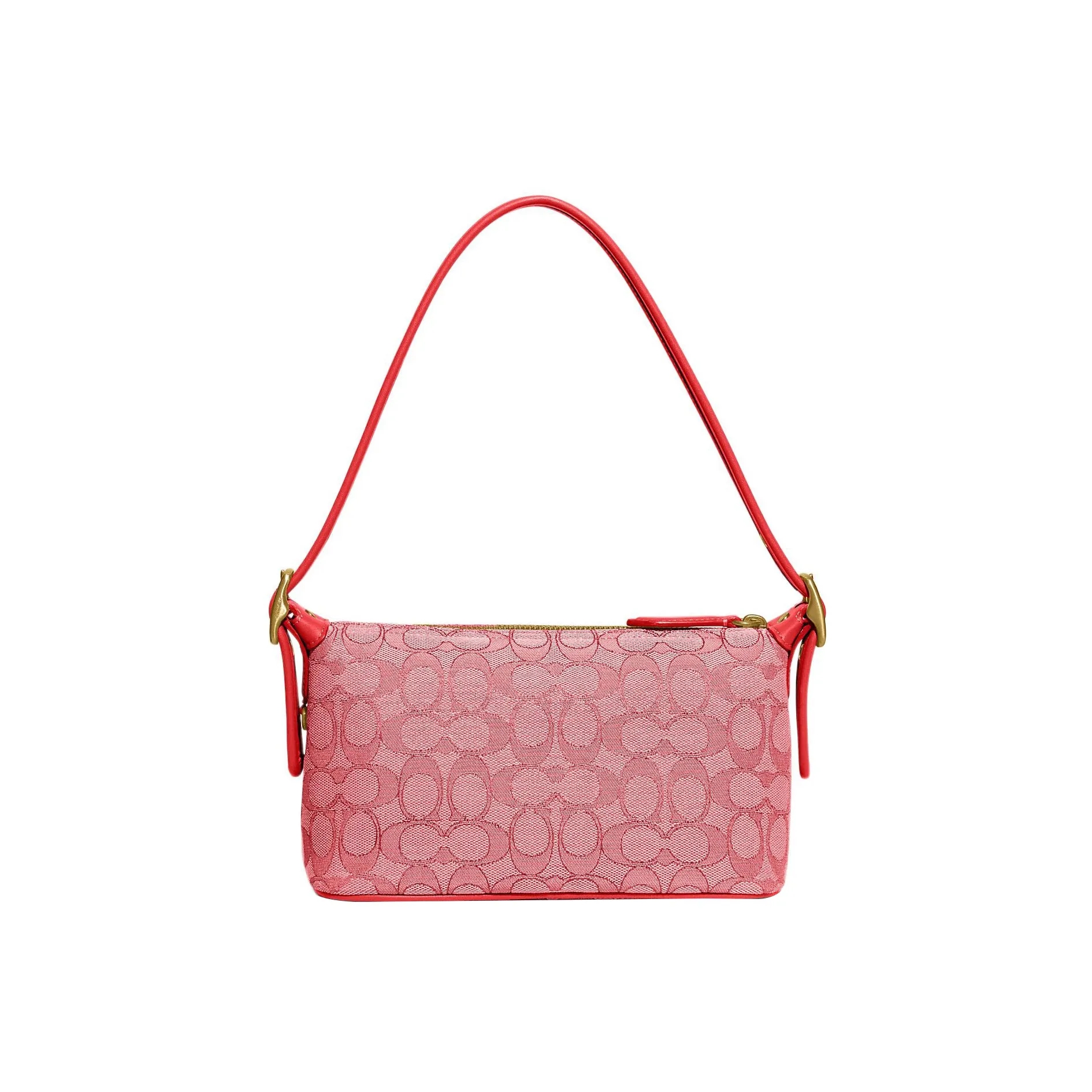 COACH Demi Жаккардовая ткань с переработанной кожей Сумка на плечо Сумка среднего размера Женская Красная