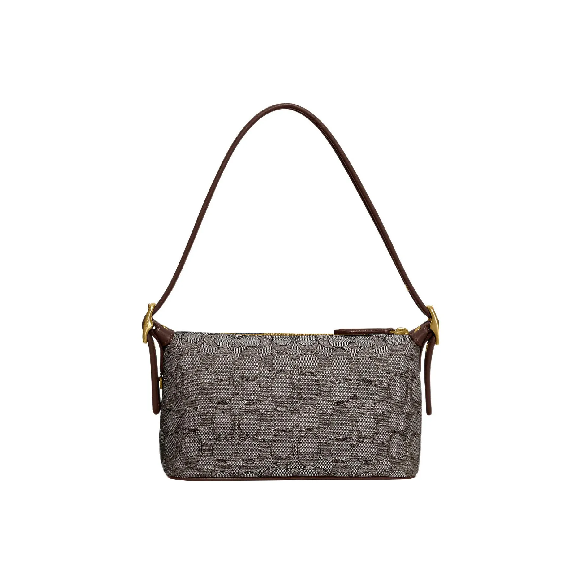 COACH Demi Jacquard Fabric With Recycled Leather Shoulder Bag Handbag Medium Size Women's Brown