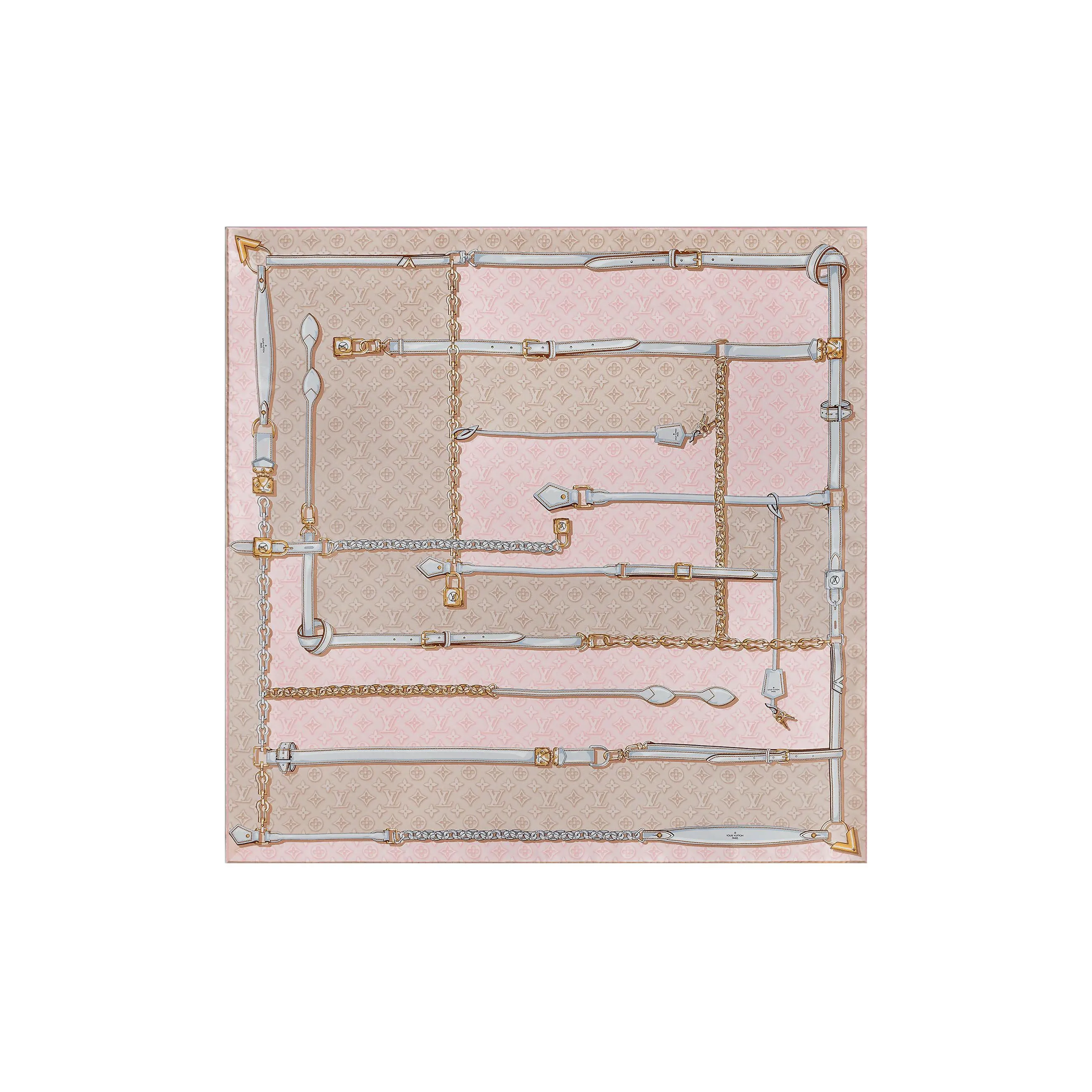 LOUIS VUITTON DENIMGRAM CONFIDENTIAL Silk Scarves Women's Brown