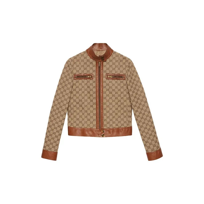GUCCI GG canvas Leather trim Jacket