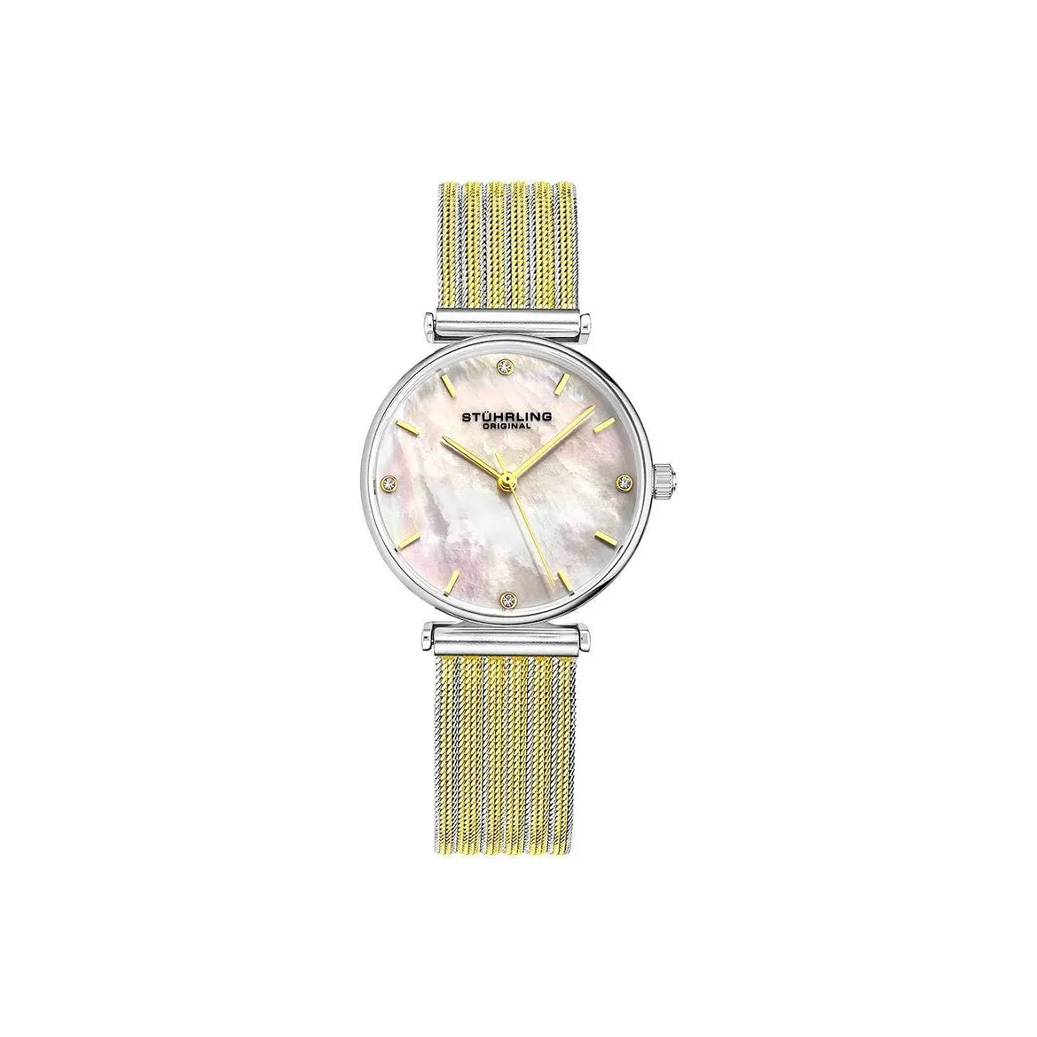 STUHRLING Наручные часы Кварцевый механизм Ремешок из нержавеющей стали 32 мм Циферблат с жемчужной оболочкой Цвет Циферблат Женские часы 3927,3