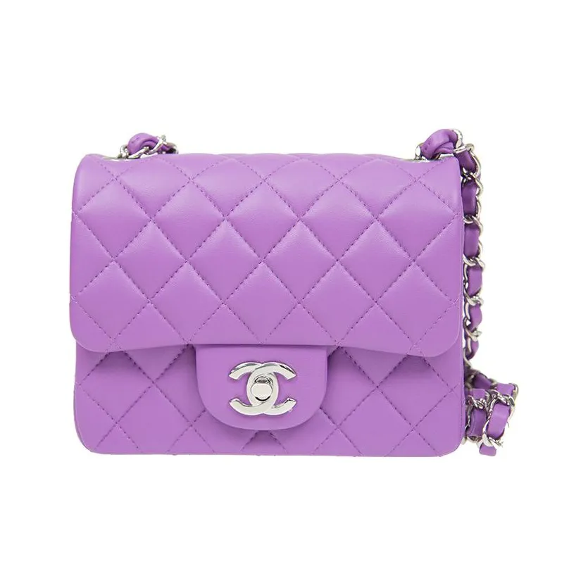 CHANEL Classic Flap CF Sheepskin Mini Square Flap Bag, Shoulder Bag, Crossbody Bag Mini Women's Purple