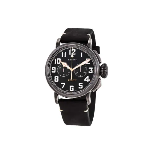 ZENITH Автоматический Механический Movement Мужские Пилот Часы 45 мм Черные