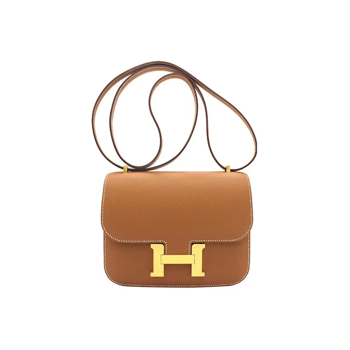 HERMES Constance Epsom Leather Shoulder Bag Crossbody Bag Mini Women's 37 Gold Gold