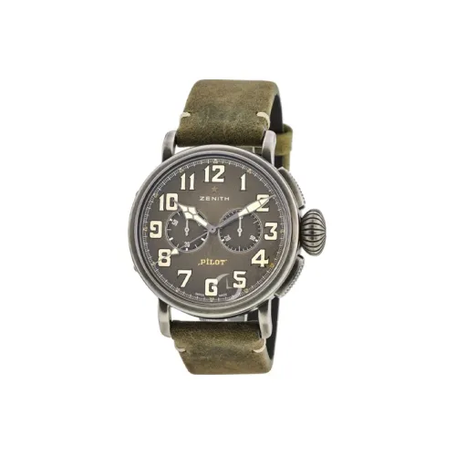 ZENITH Механический Movement Мужские Пилот Часы 45 мм Кофе
