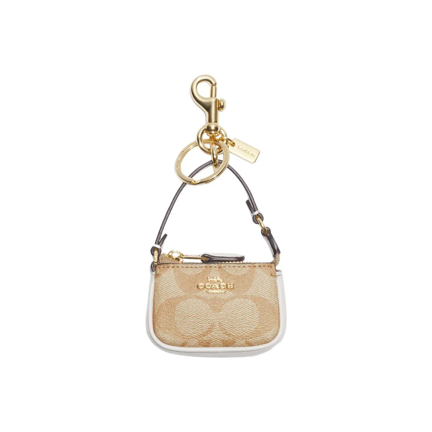 COACH Bag Charm _Argument Coated Canvas With Refined Calfskin Pendant Bag Accessory Mini Women
s 1Khaki 
Chalk White