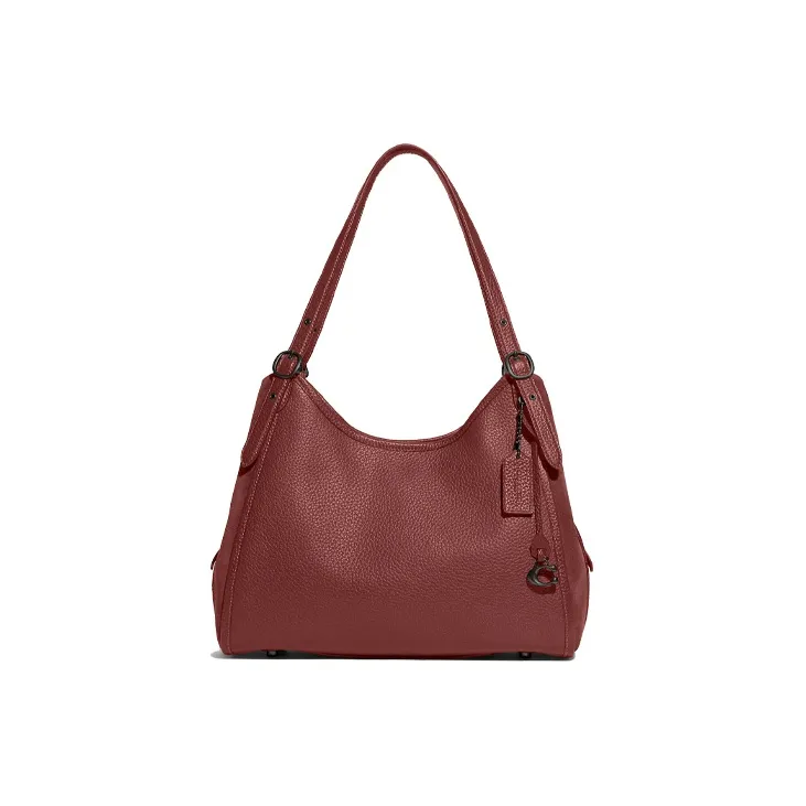 COACH Lori Pebbled Leather With Suede Handbag, Shoulder Bag Women's Red Brown