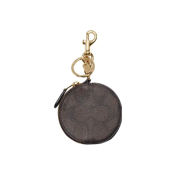 COACH Canvas With Leather Coin Purse Women's Dark Brown