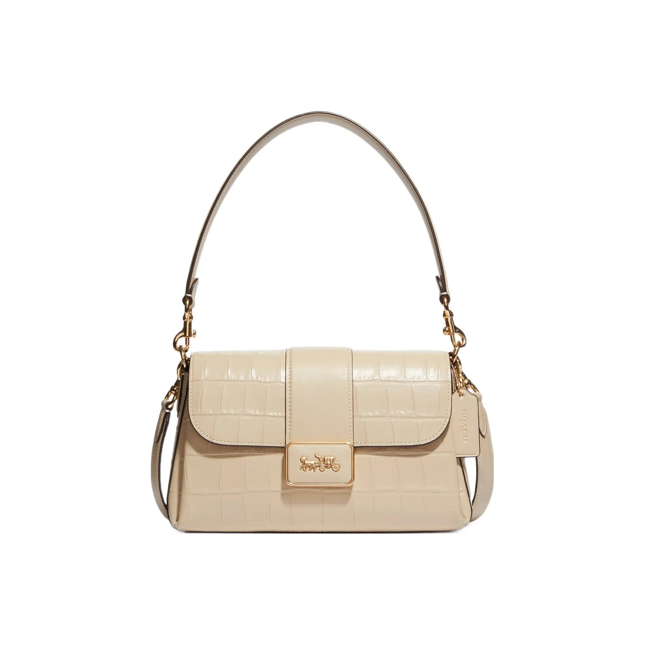 COACH Grace Крокодил Тисненая кожа С кожаными вставками Сумка на плечо Портативная Сумка через плечо Женская Слоновая кость