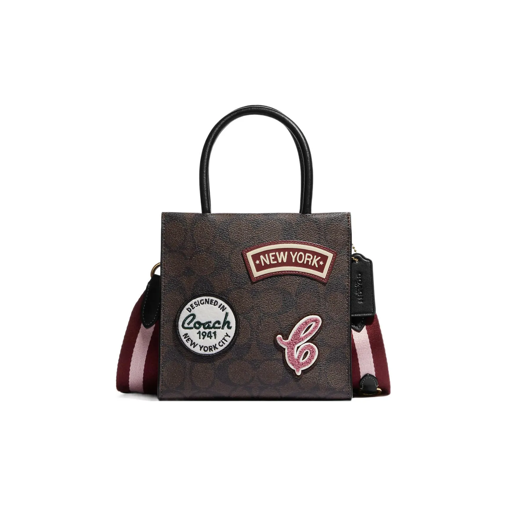 COACH Cally Patched Спилок Коровья Кожа Сумка Сумка через плечо Сумка через плечо Мини Женская Темно-Коричневая