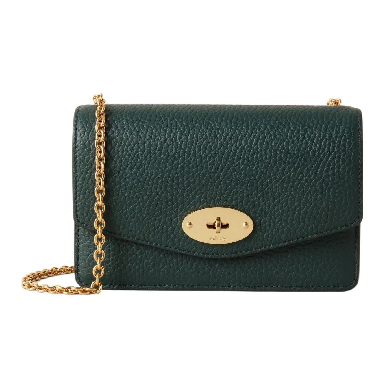 Mulberry Grain Calfskin Shoulder Bag, Crossbody Bag Trumpets Women's Green