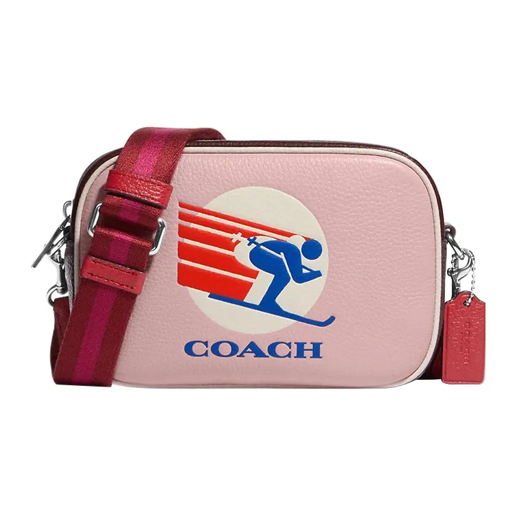 COACH Jamie Refined Pebbled Leather Camera Bag, Shoulder Bag, Crossbody Bag Mini Women's Pink