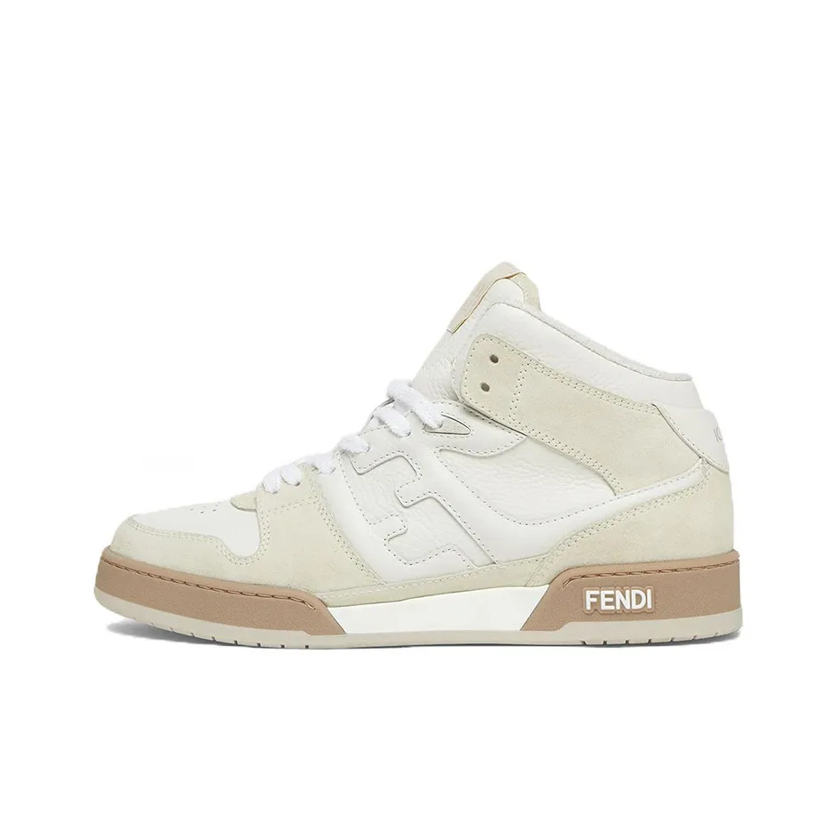 FENDI Match High Top Stylish Skateboarding Shoes Men's White