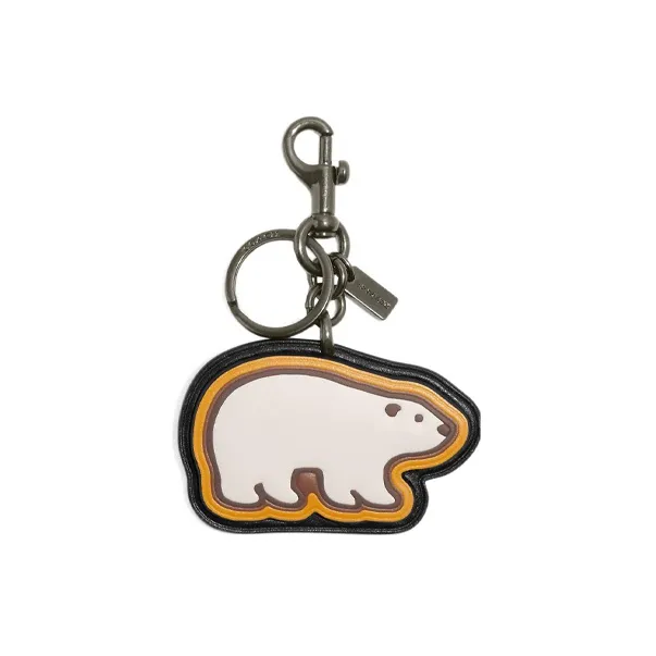 COACH Покрытый холст с утонченной телячьей кожей кольцо для ключей застежка-молния сумка мерч мужской белый