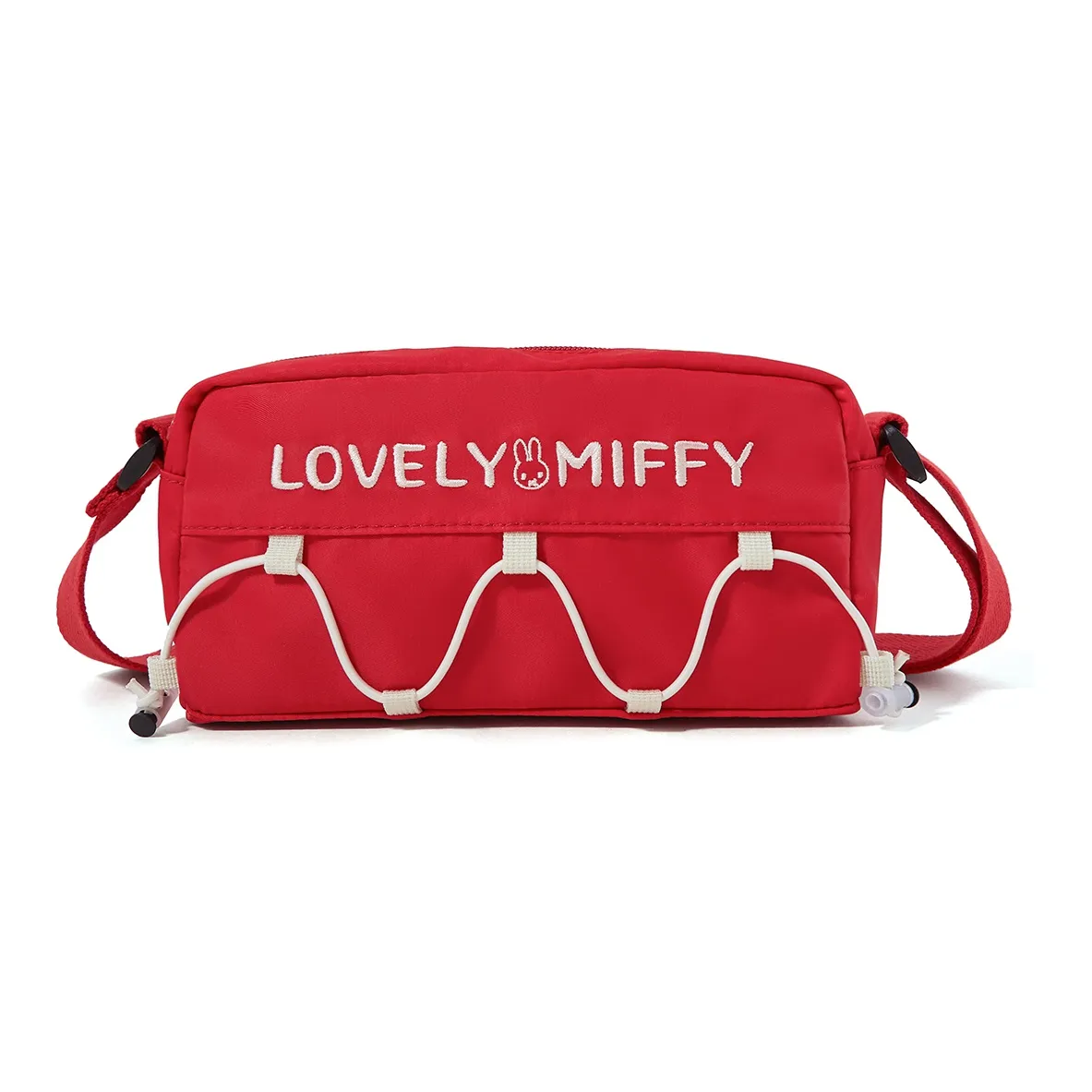 Miffy Nylon Fabric Small Square Bag, Crossbody Bag, Shoulder Bag Small Size Women's Red
