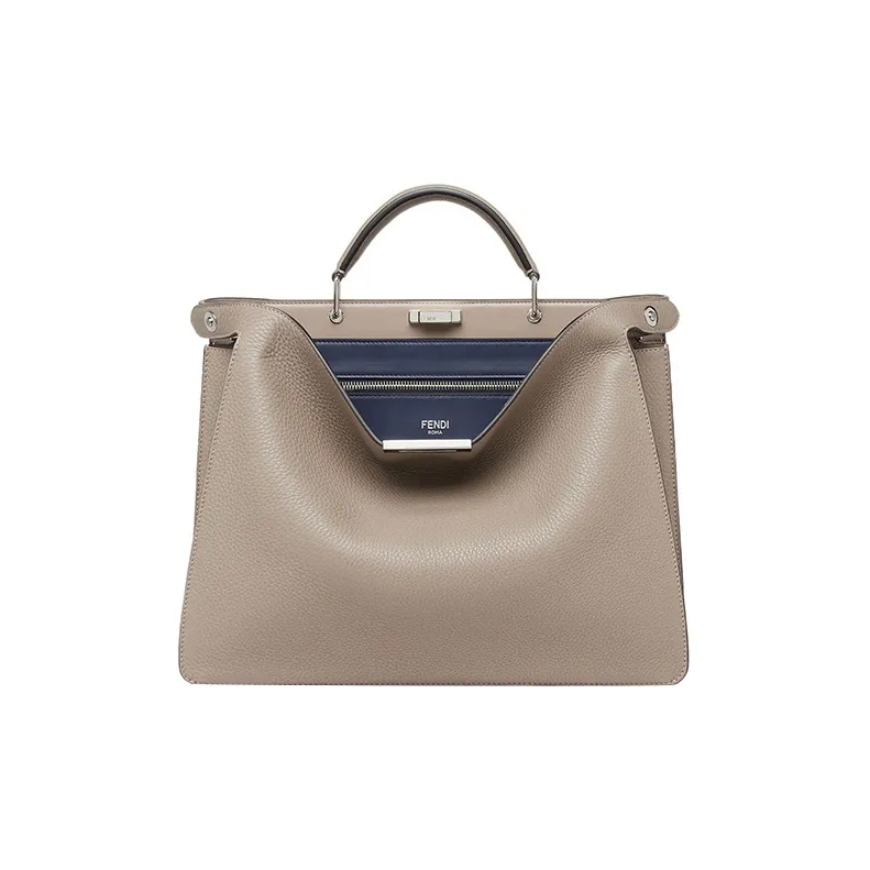 FENDI Peekaboo ISeeU Calfskin Shoulder Bag, Crossbody Bag, Handbag Medium Size Men's Beige