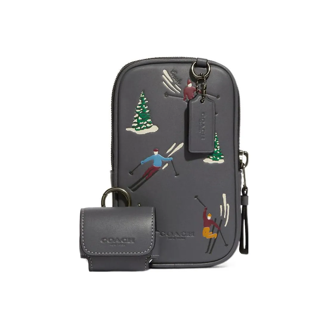 COACH Calfskin Combo Bag, Cell Phone Pouch, Shoulder Bag, Crossbody Bag Mini Women's Gray