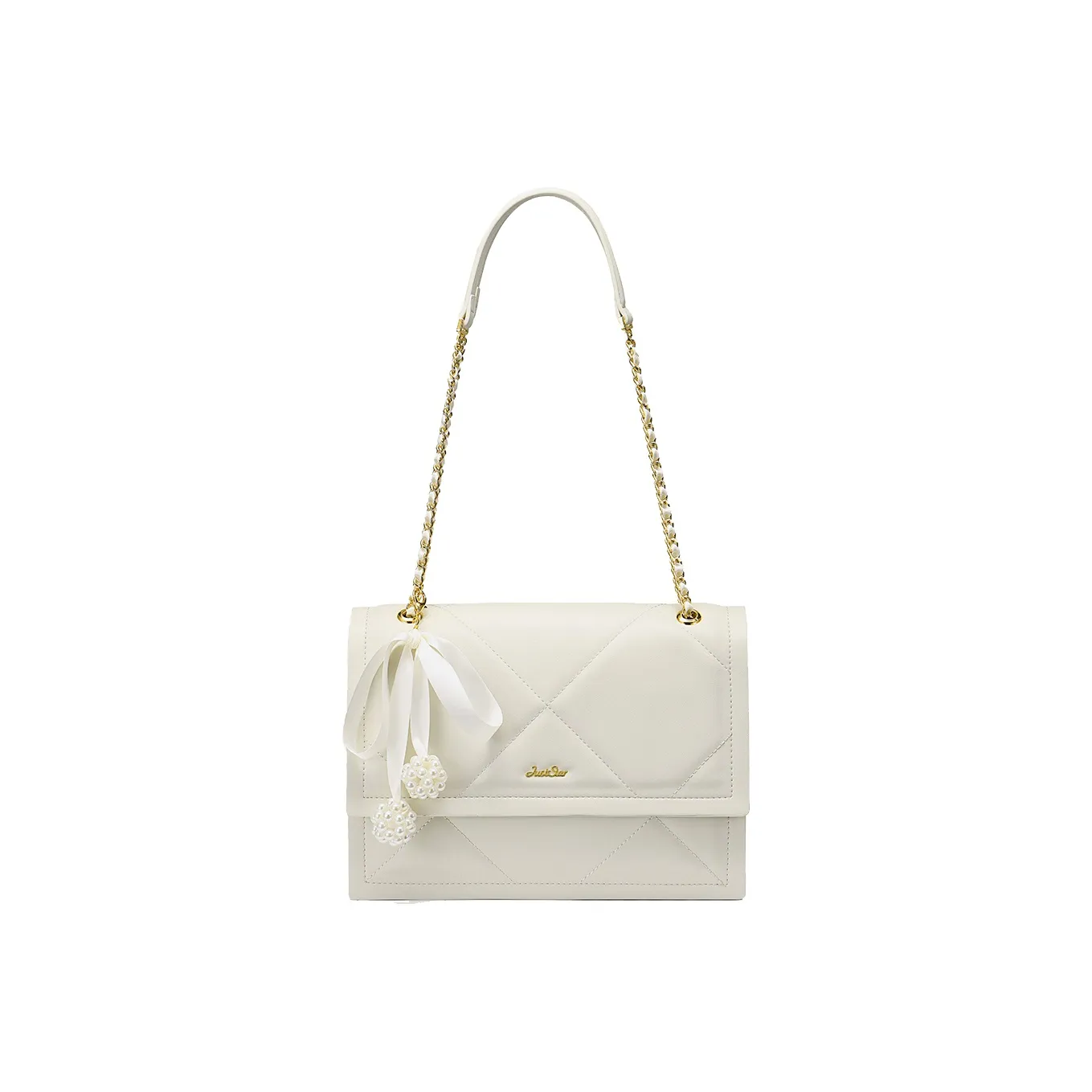 JUST STAR Synthetic Leather Portable Underarm Crossbody Bag, Shoulder Bag Medium Size Women's White