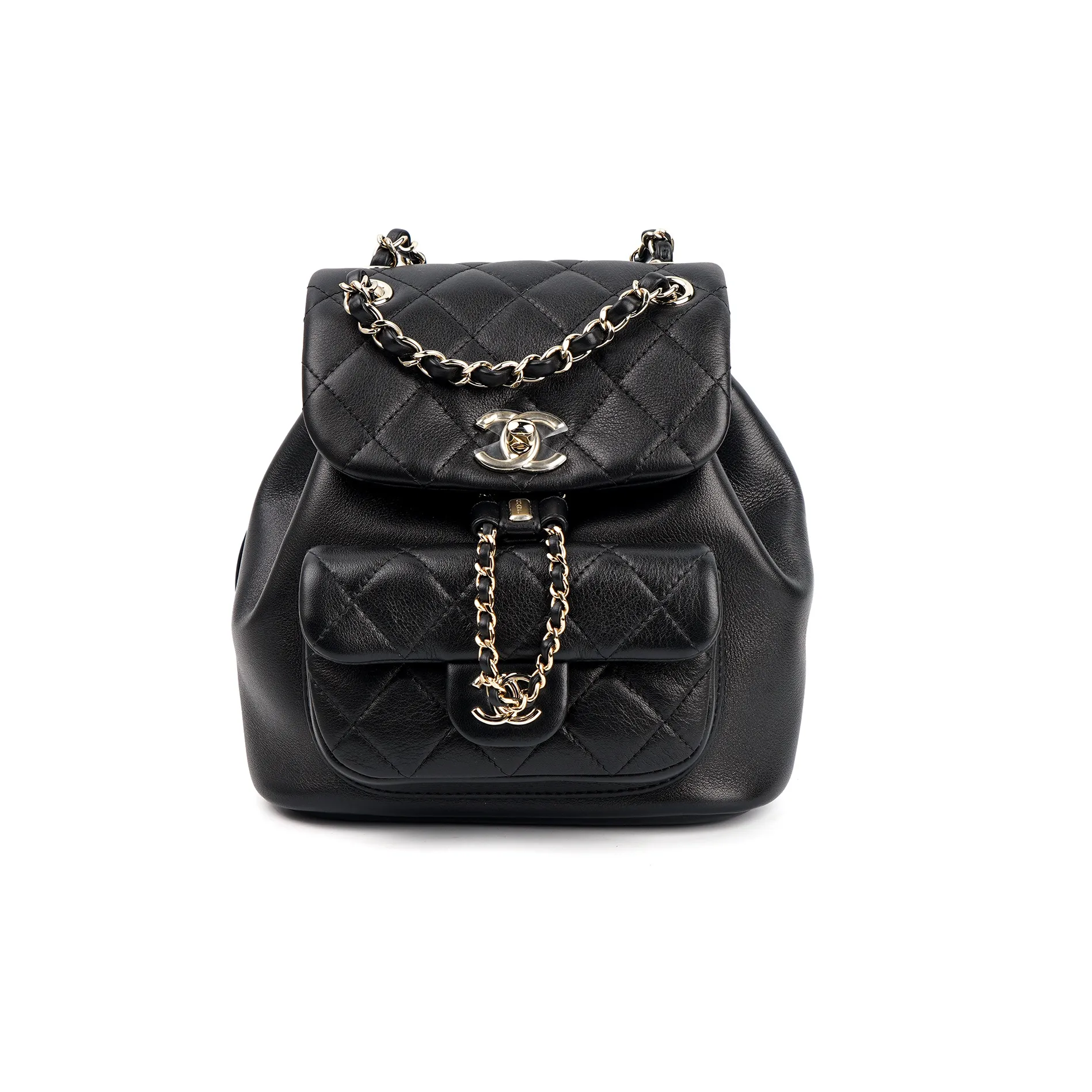 CHANEL Duma Cow Leather Backpack Small Size Women's Black