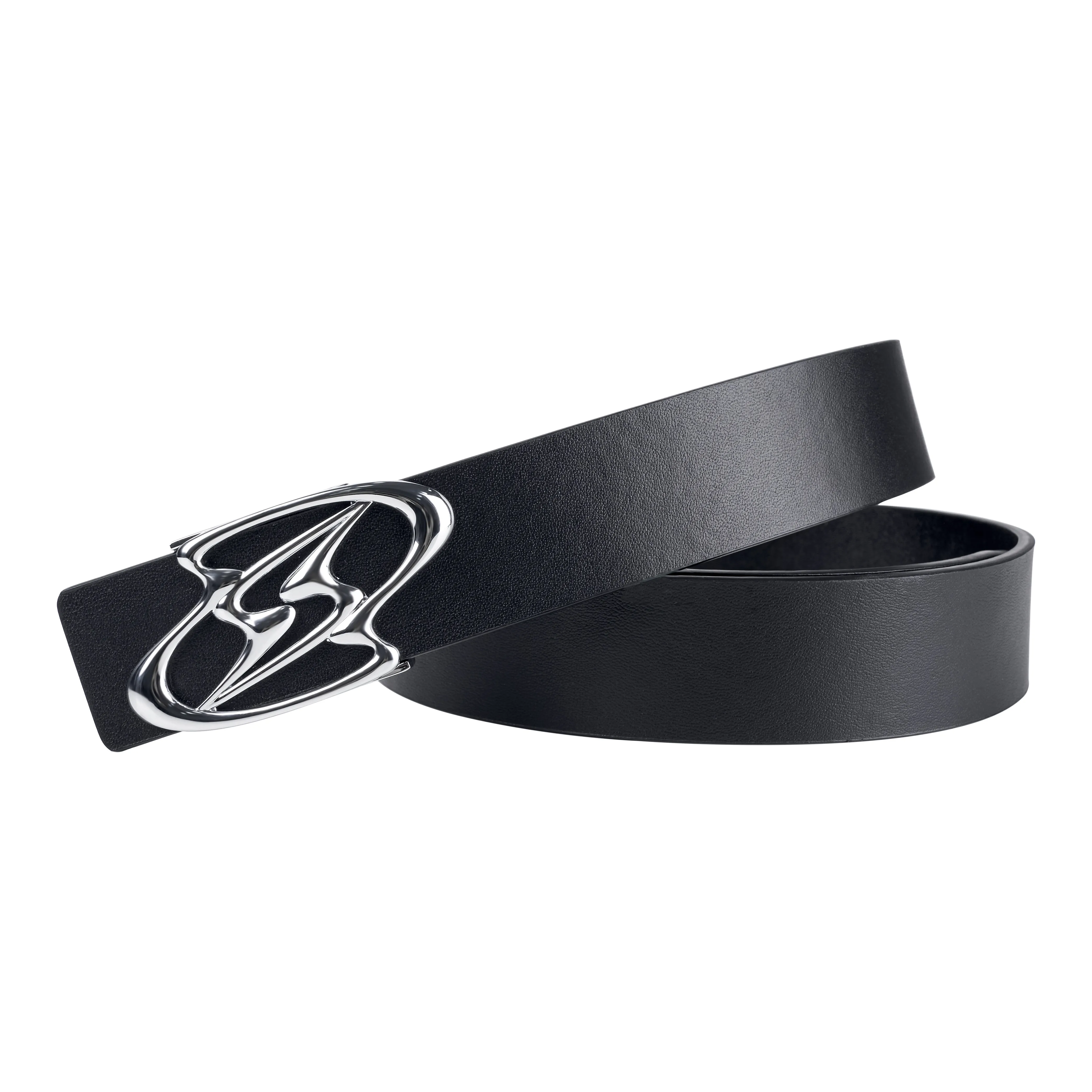 OMTO Hot Girl Y2K Trendy Ins Advanced Heightening Street Logo Metal Emblem Pin Buckle Small Lightning Belt Unisex Black