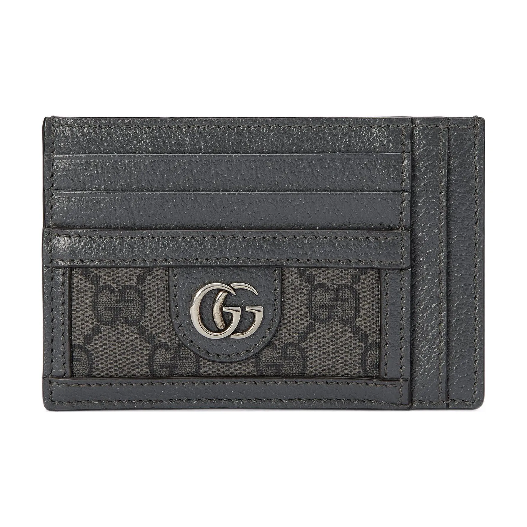 GUCCI Ophidia Canvas With Leather Trim Business Card Holder Card Case Men's Gray/Black