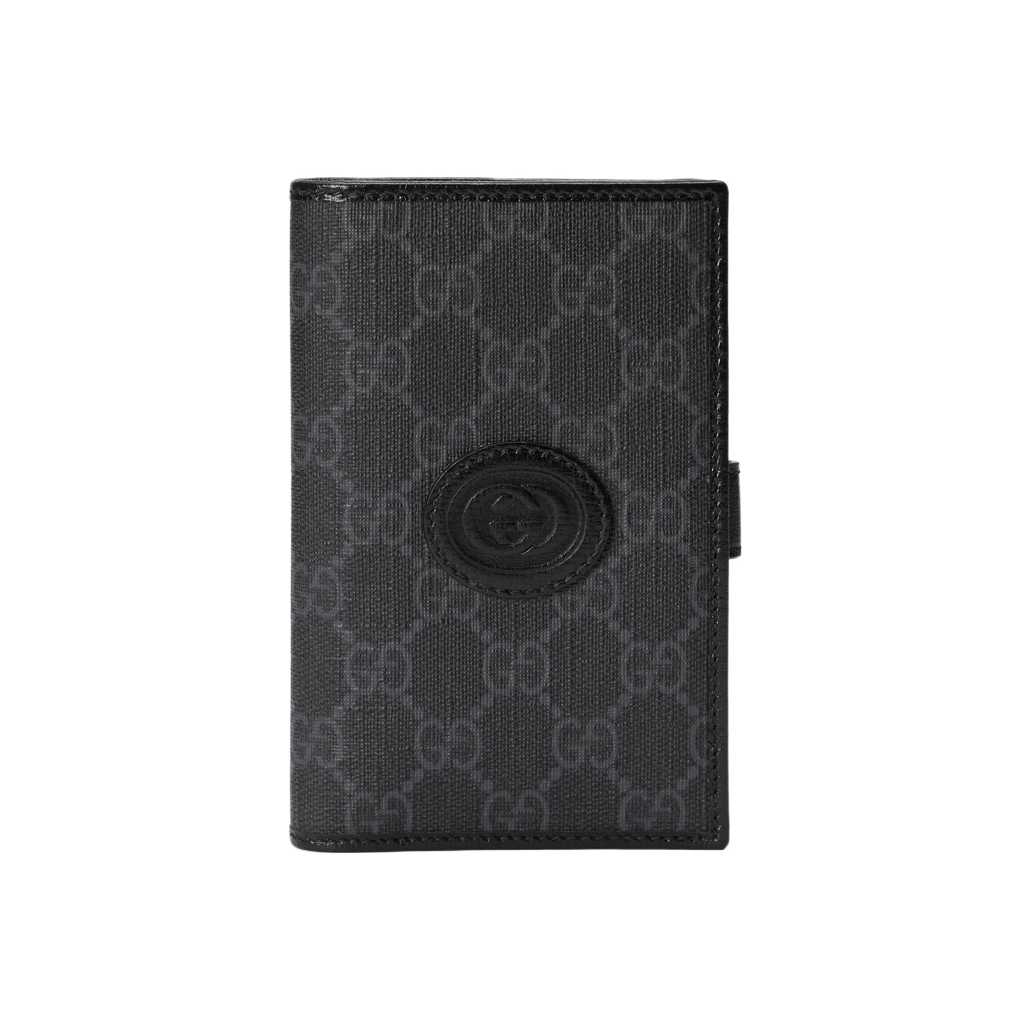 GUCCI Interlocking Холдер для паспорта из холста кошелек мужской черный