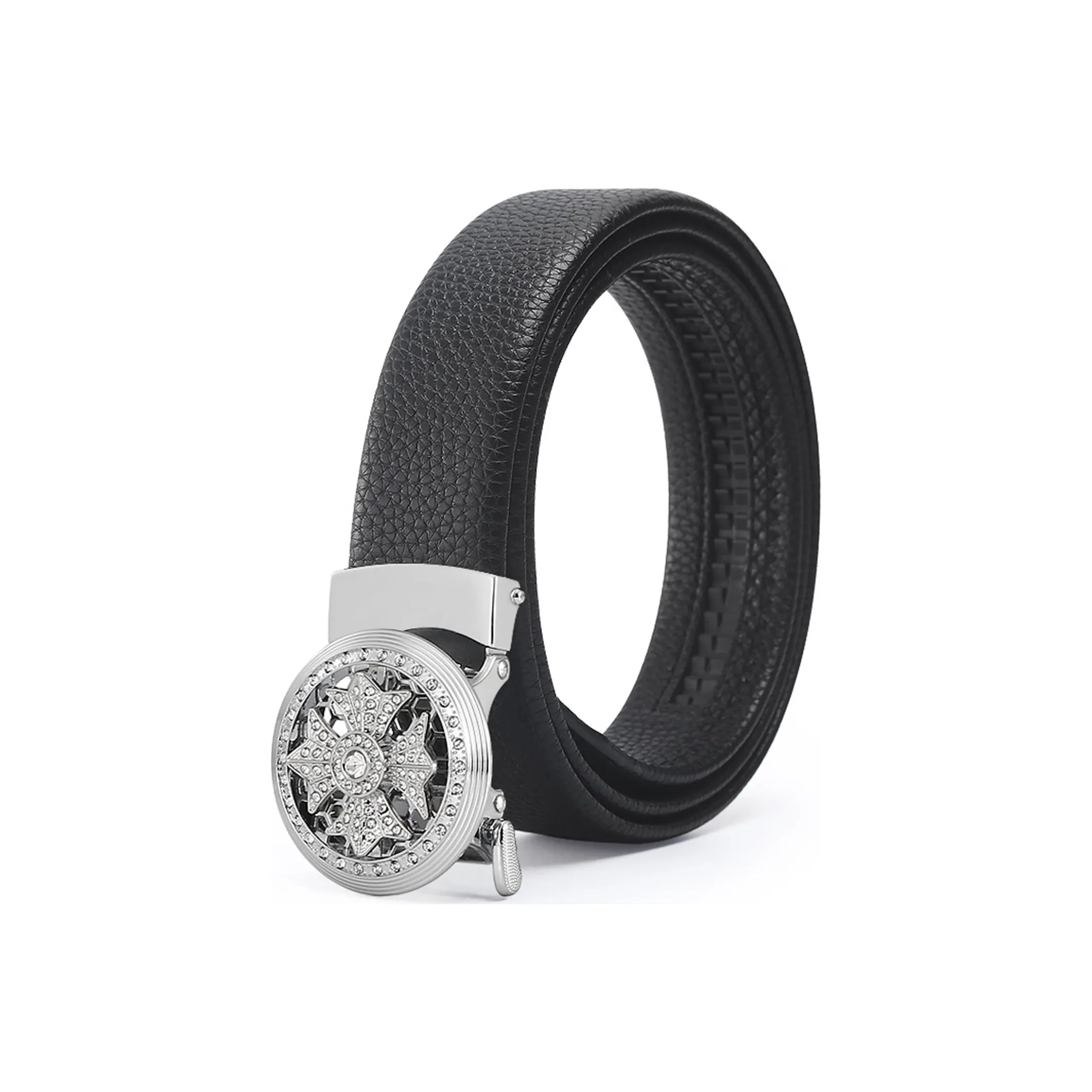 ALIEN BANG Cow Leather Leather Belts Men's Black 3.4CM