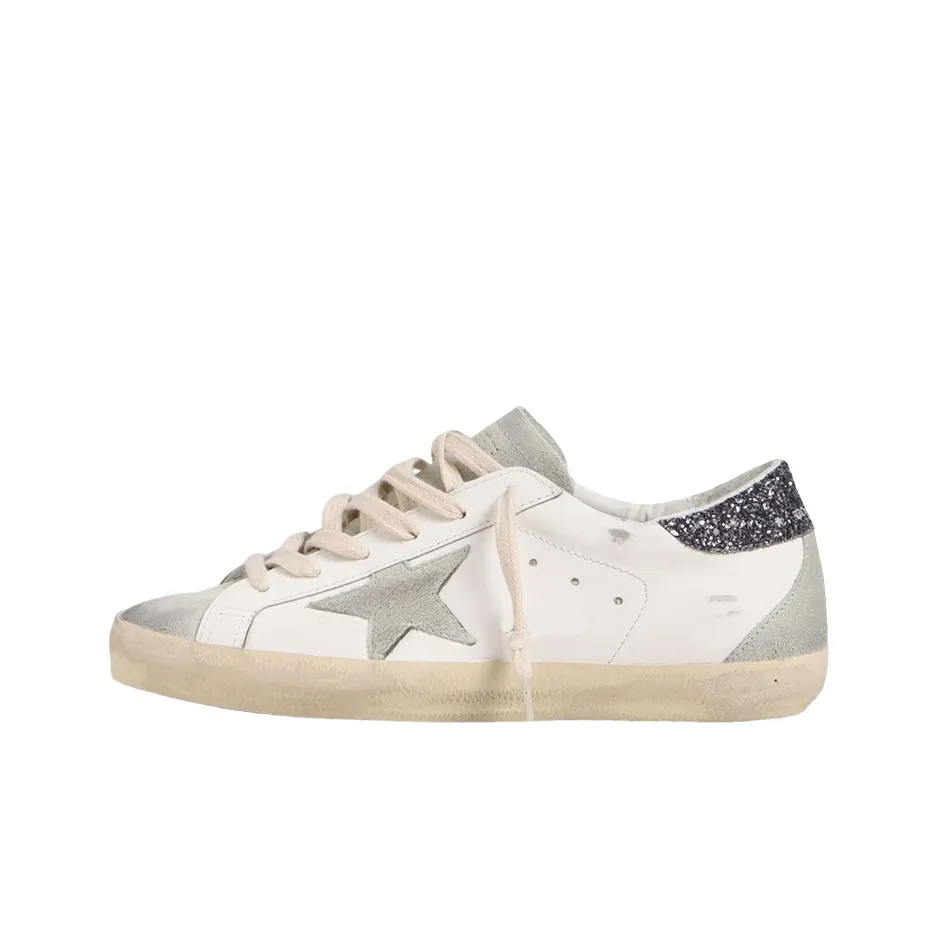 Golden Goose Super Star White Dark Grey Glitter Women's