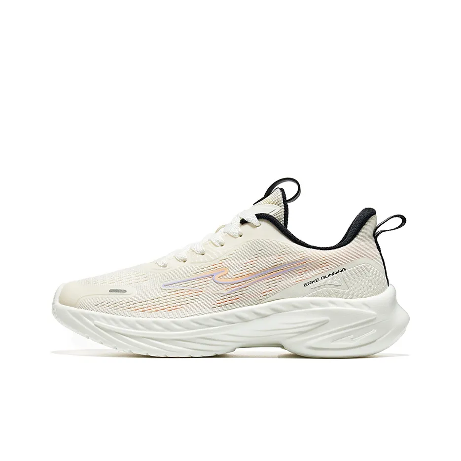 Erke Shock Absorbers With Slip Resistant And Abrasion Resistant Properties Low Top Running Shoes Women's White Orange