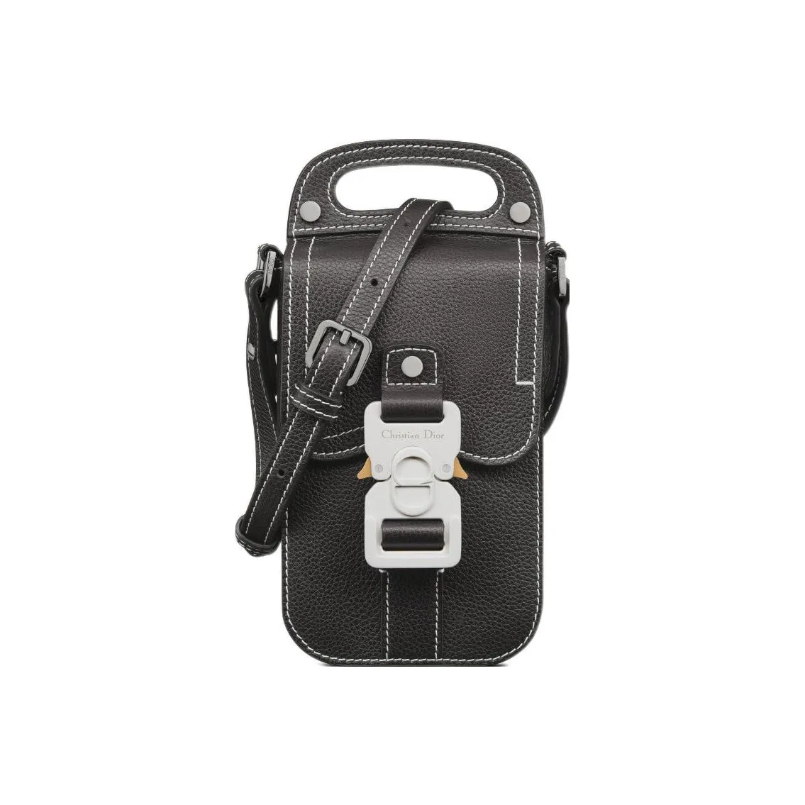 DIOR Grained Calfskin Handbag Shoulder Bag Crossbody Bag Cell Phone Pouch Men's Black