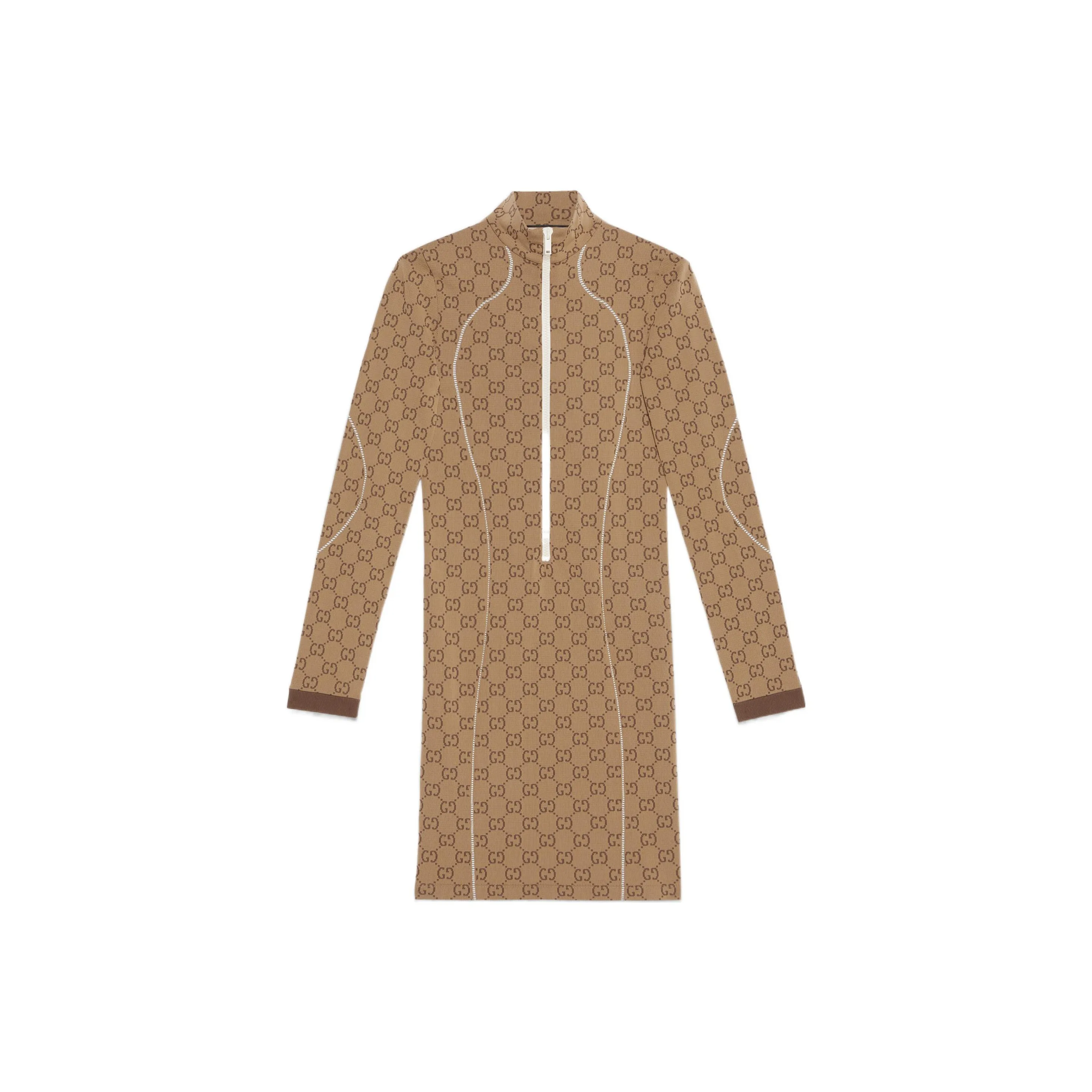 GUCCI Gg Jersey Jacquard Dress 
Beige/Ebony
