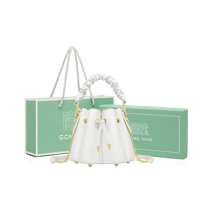 Gong Xuan Genuine Leather Crossbody Bag, Handbag Trumpets Women's White