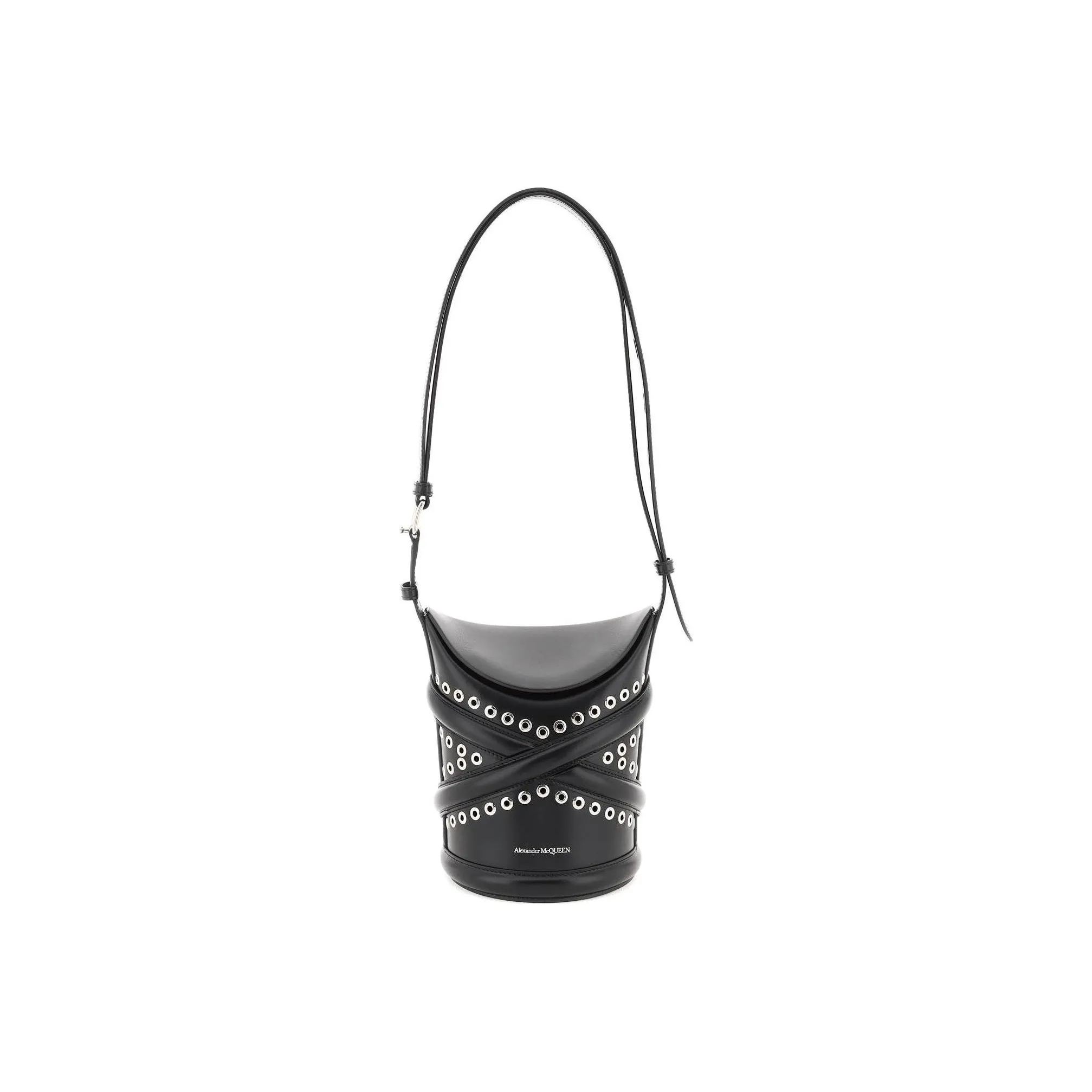 Alexander McQueen THE CURVE BAG Calfskin Bucket Bags Shoulder Bag Crossbody Bag Small Size Women's Black