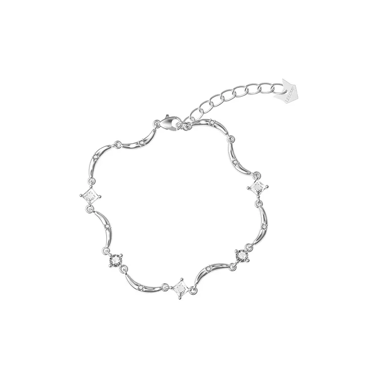 LELOUP Медное покрытие родием синтетический кубический цирконий браслеты женский серебряный