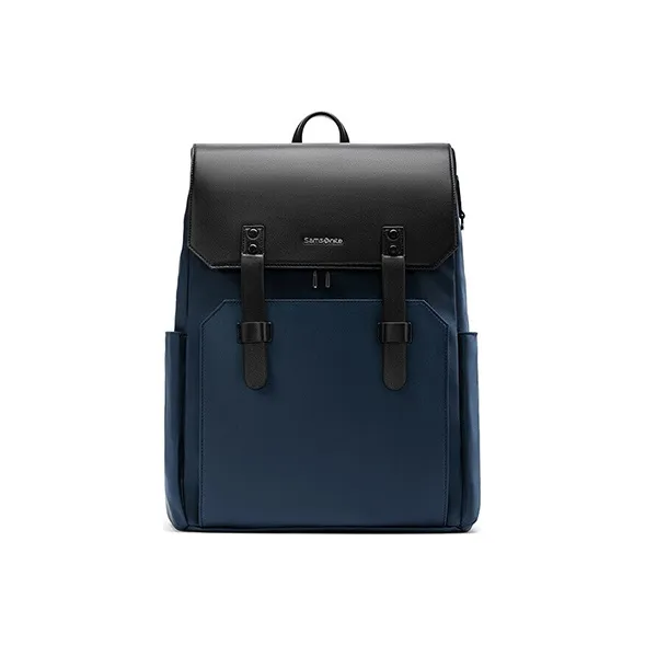 SAMSONITE Cow Leather Backpack Regular Unisex Blue/Black