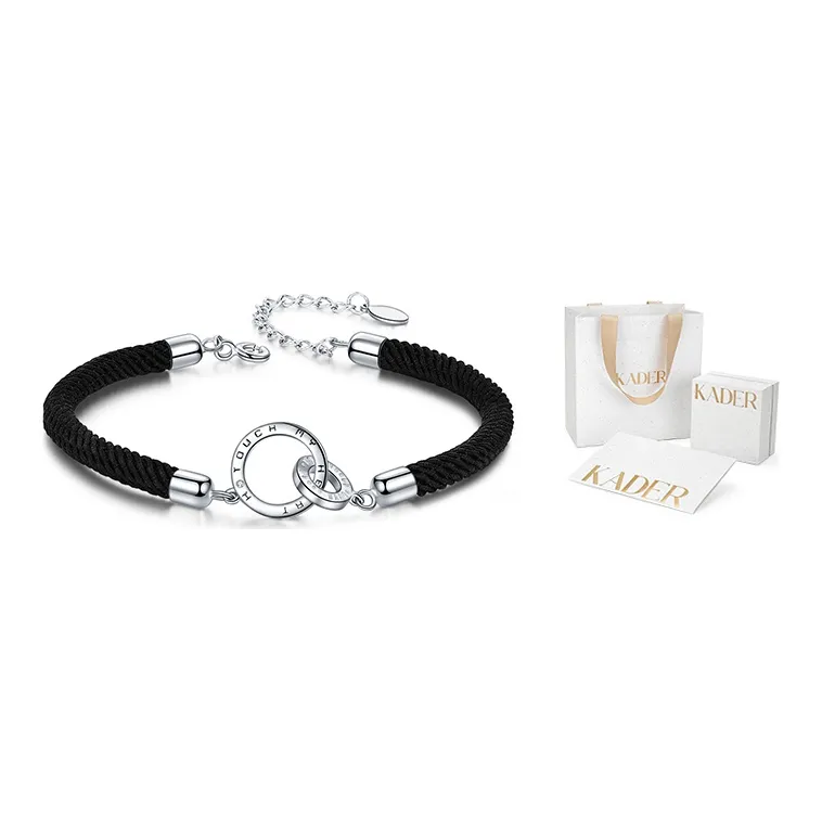 KADER S925 Silver Bracelets Men's Black