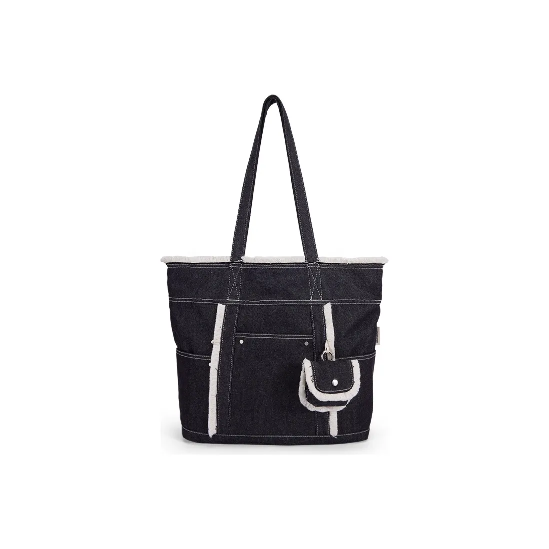 BAGSMART Canvas Bag Tote Bag Shopping Bag Shoulder Bag Unisex Black Ecru BAGSMART Холщовая сумка Тоут сумка Сумка для покупок Сумка через плечо Унисекс Черный Экрю