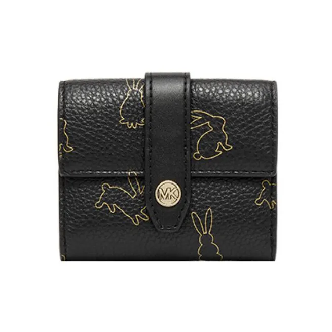 MICHAEL KORS Jet Set Travel Cow Leather Card Holder Coin Purse Extra Small Women's Black