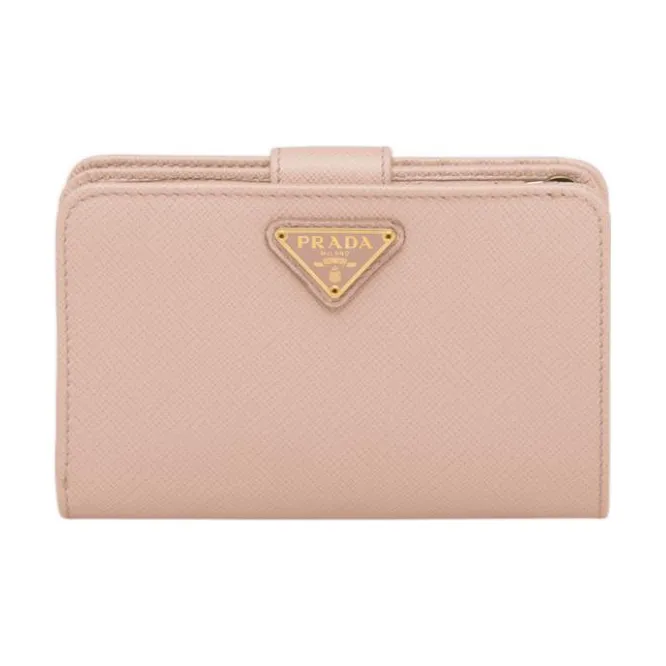 PRADA Saffiano Leather Wallet Small Size Women's Pink