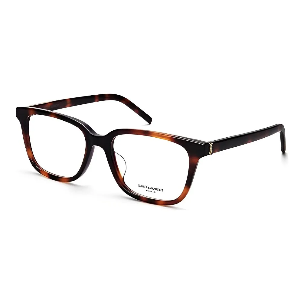 SAINT LAURENT Plate Frame Square Eyeglass Frames Women's Black Brown