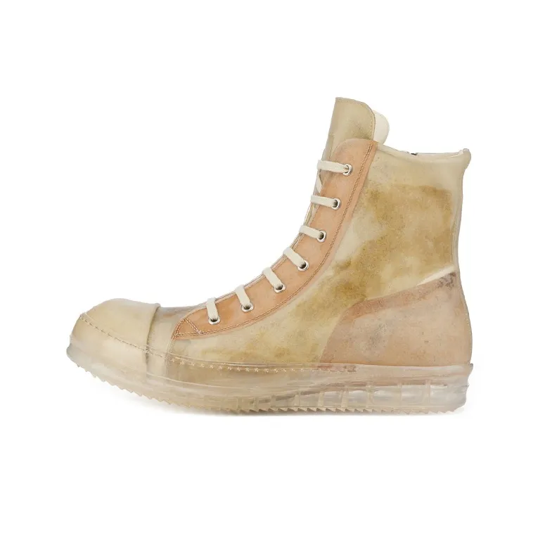 RICK OWENS/RO Edfu High Top Stylish Skateboarding Shoes Men's Beige Umber Vintage Version