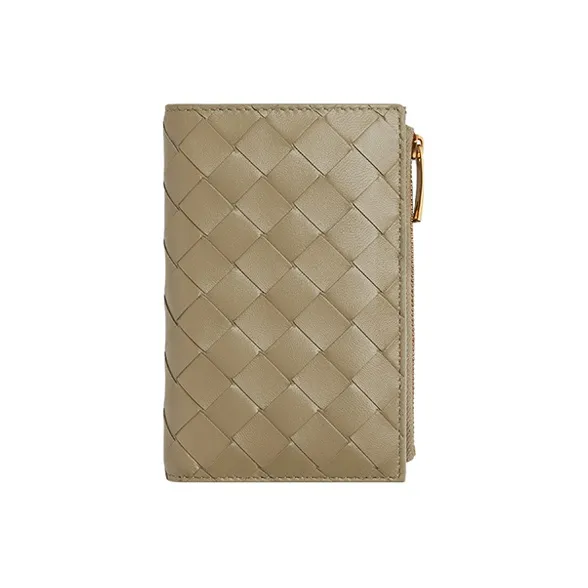 Bottega Veneta Intrecciato Bi Fold Zip Wallet